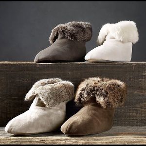 Restoration Hardware Faux Fur Slippers Booties